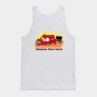 Working From Home Cartoon Tank Top